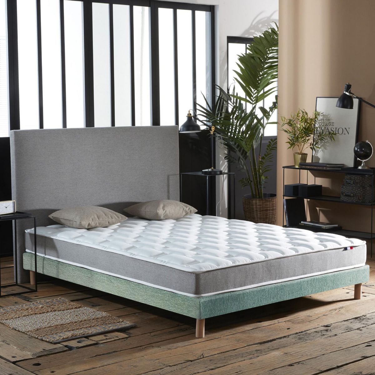 IDLITERIE Ensemble matelas mémoire de forme MAM AZUR avec sommier - confort français