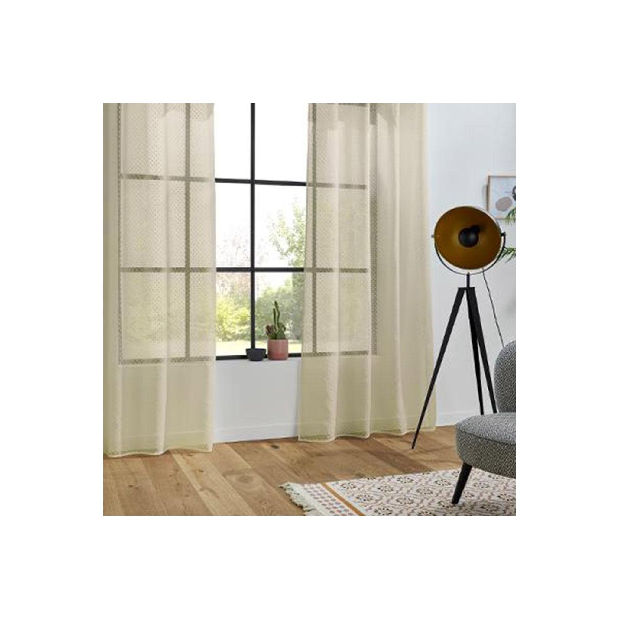 Voir la diapositive 3 : ATMOSPHERA Rideau voilage à œillets  jaquaré  140x240cm lin