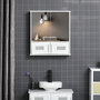 Voir la diapositive 2 : KLEANKIN Armoire murale de salle de bain avec miroir - armoire à glace - placard de rangement toilettes - 4 portes, étagère - verre MDF blanc