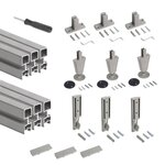 EMUCA SRL Lot de 3 cadres Zero avec quincaillerie et profilés pour montage au sol et au mur avec vérin circulaire -  Aluminium et Zamak -  Gris pierre
