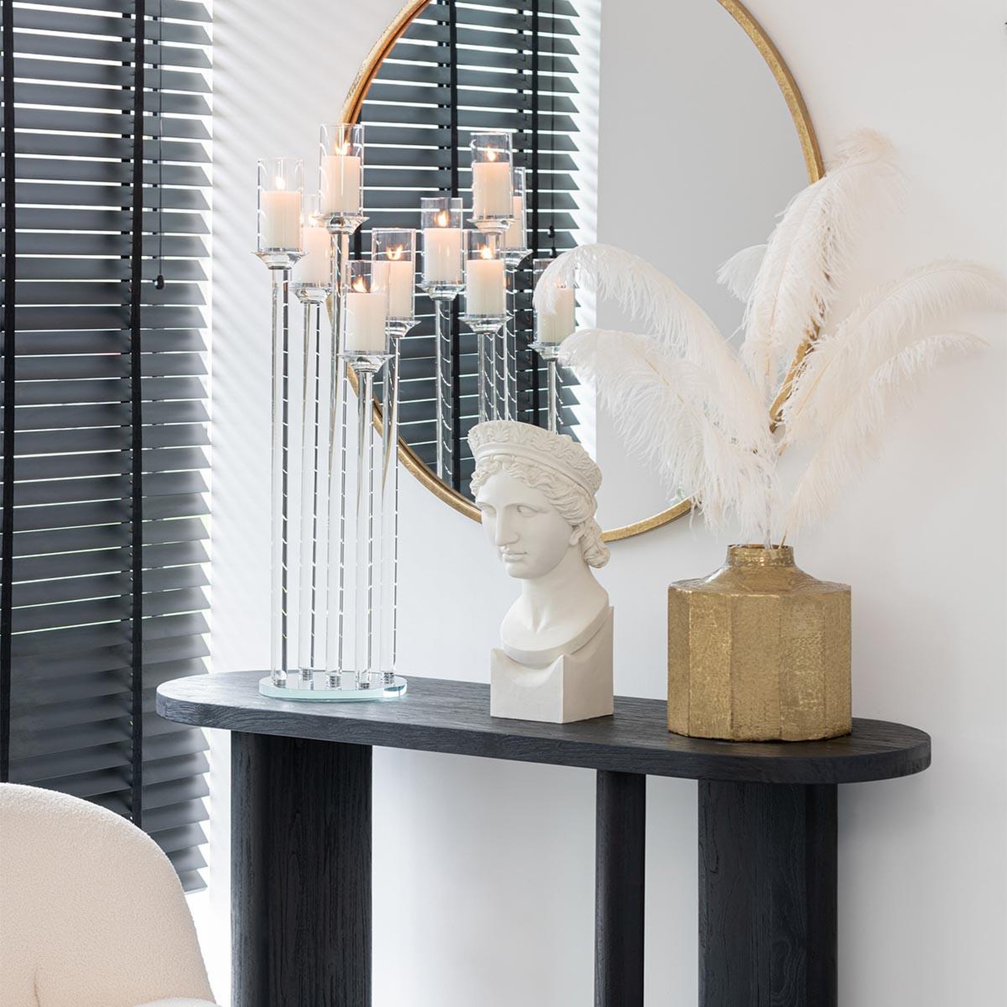 Voir la diapositive 4 : J-LINE Chandelier Large 5 Branches  Moira  100cm Transparent