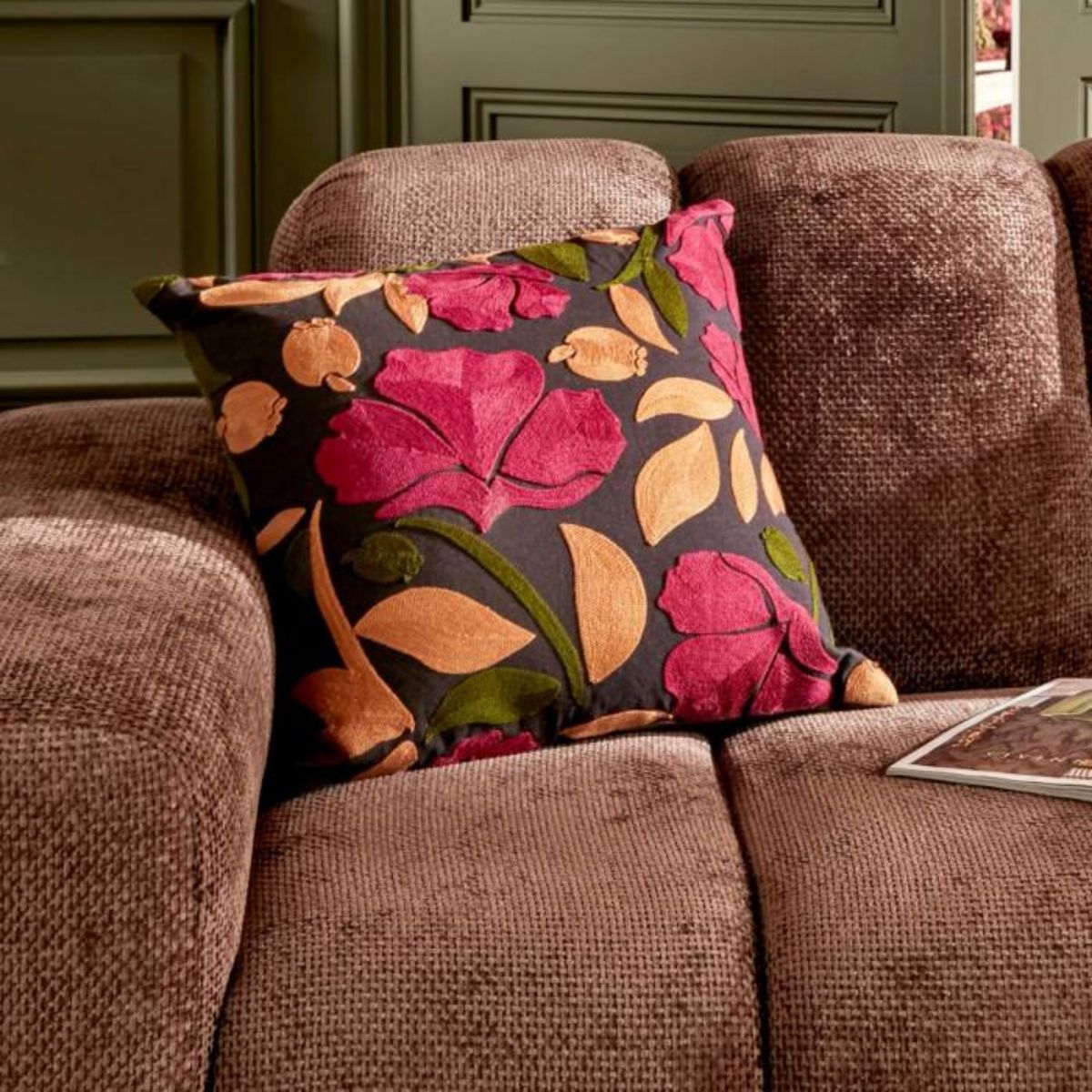 ATMOSPHERA Coussin Déco Brodé  Belli  45x45cm Multicolore