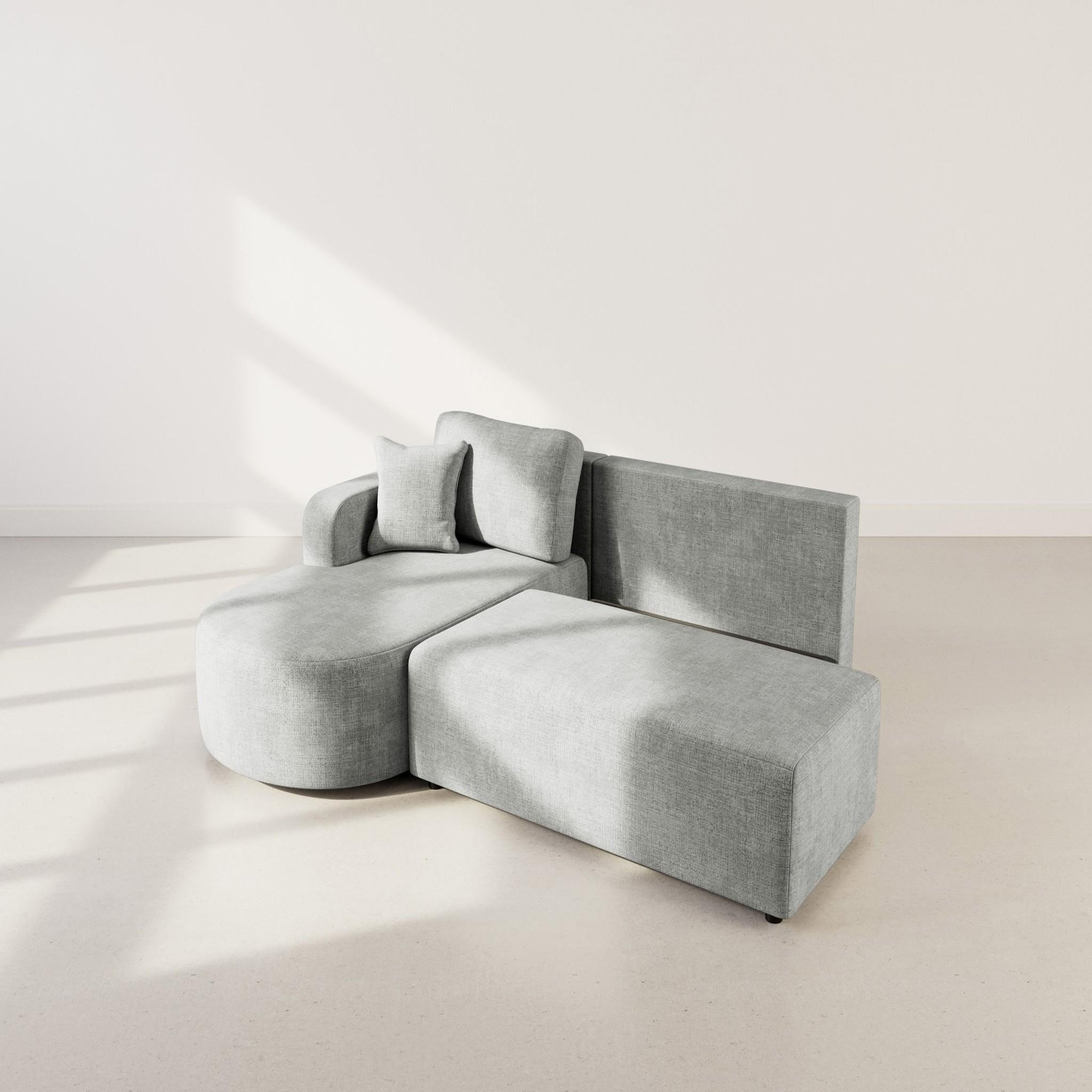 Voir la diapositive 3 : BEST MOBILIER Miro - canapé d'angle gauche 4 places convertible avec coffre en velours texturé