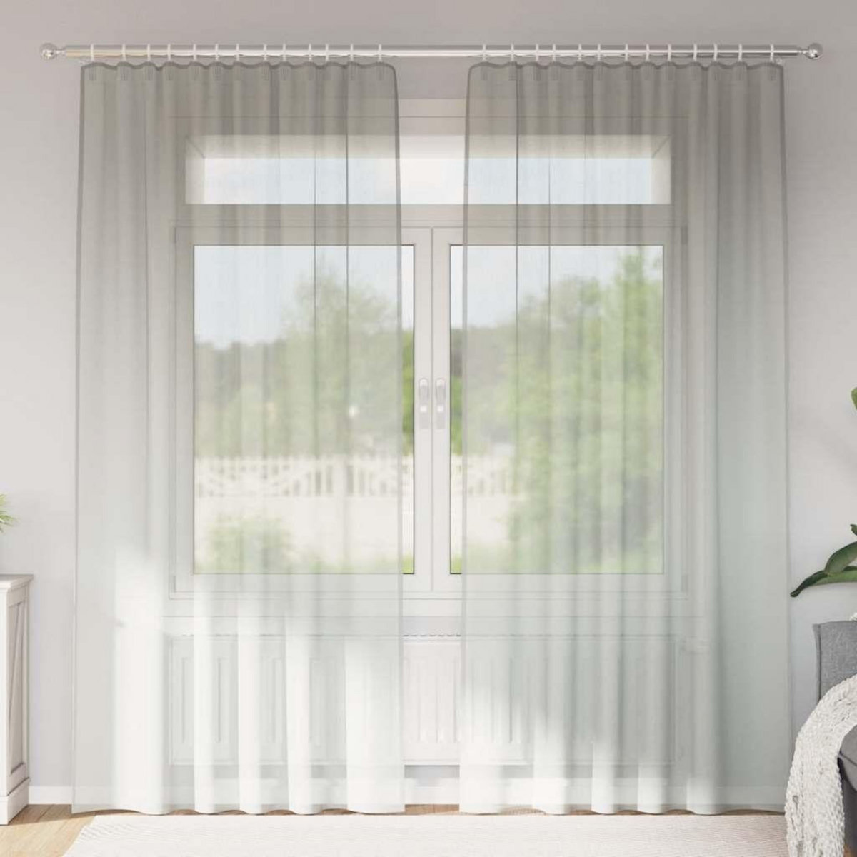 VIDAXL Rideaux en voile avec boucles 2 pcs gris clair 140x225 cm