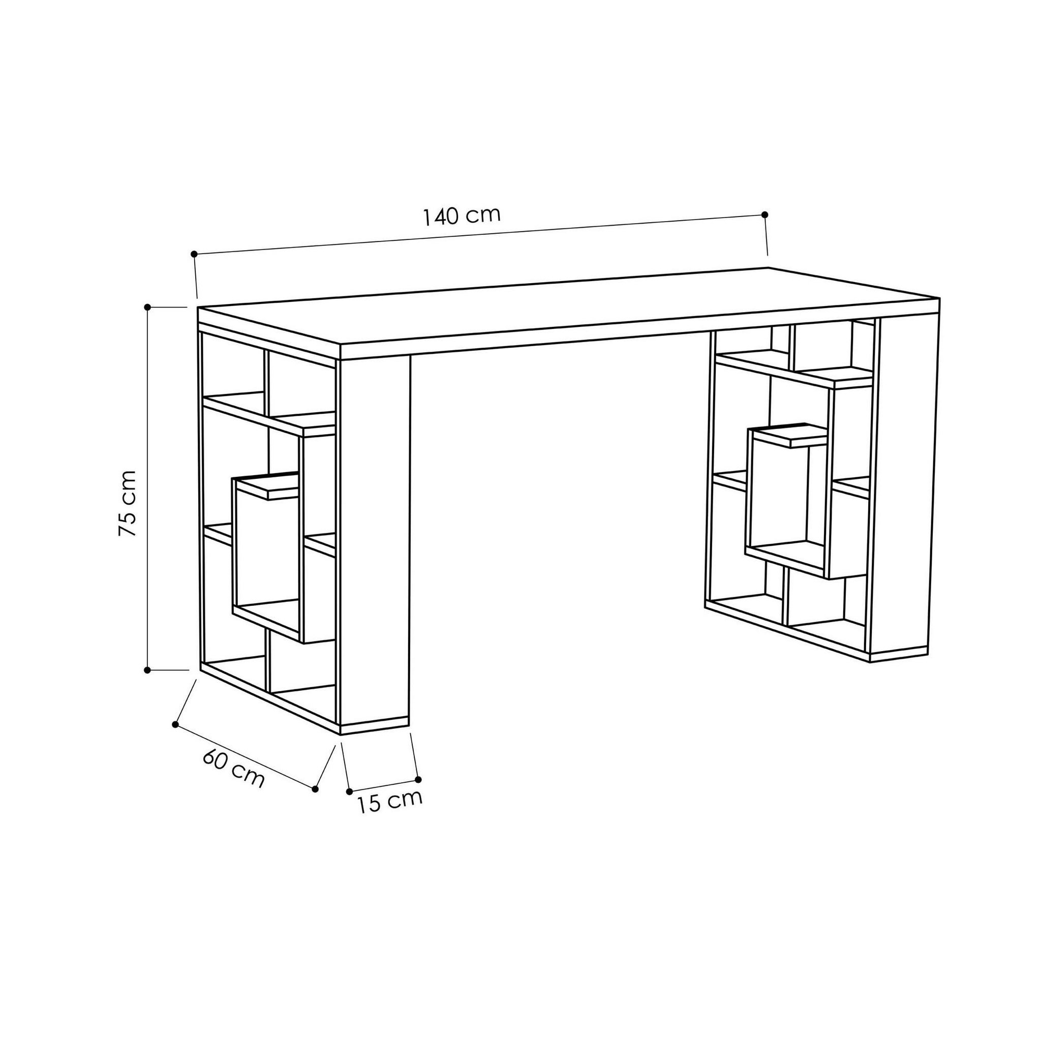 Voir la diapositive 3 : Habitat et Jardin Bureau en bois  maze  140 x 60 x 75 cm - blanc