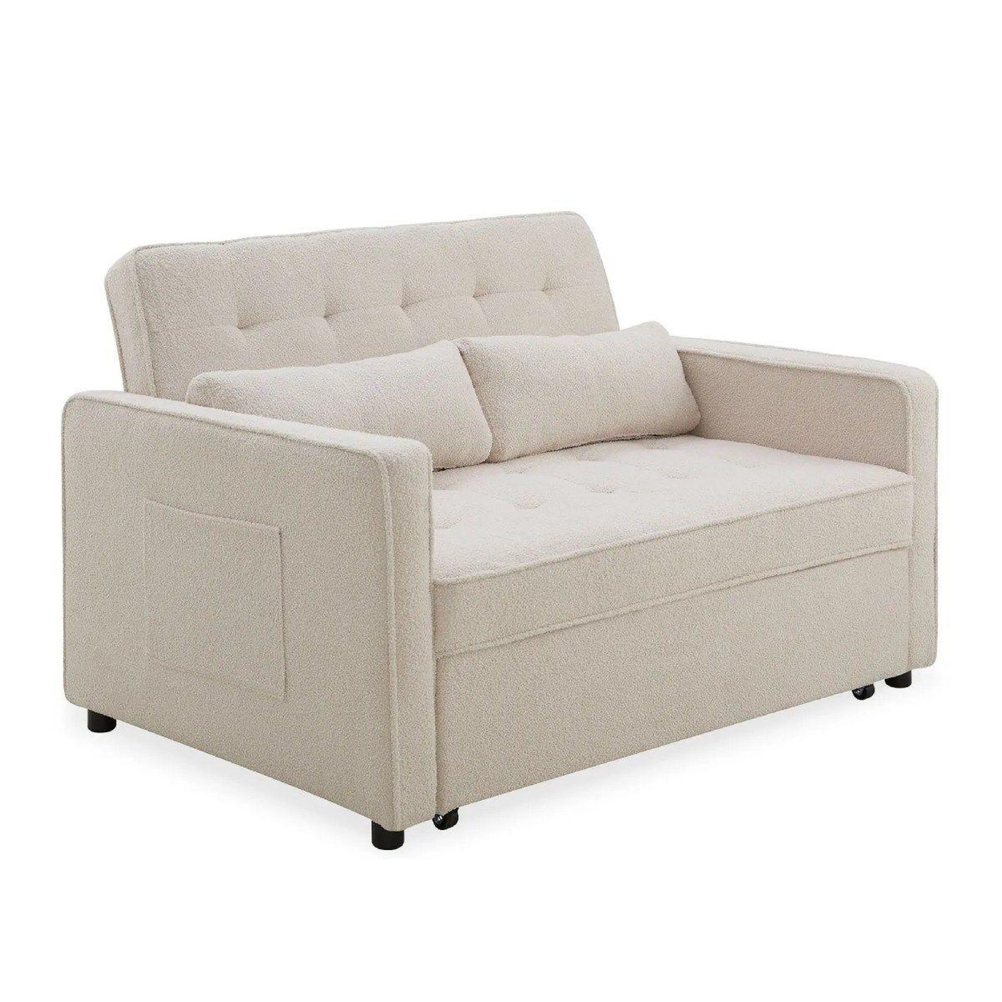 Paris Prix Canapé Convertible 2 Places Bouclette  Léa  133cm Beige