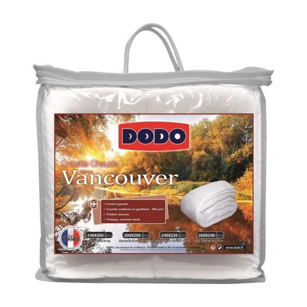 DODO DODO Couette chaude 400gr/m2 VANCOUVER 220x240 cm blanc