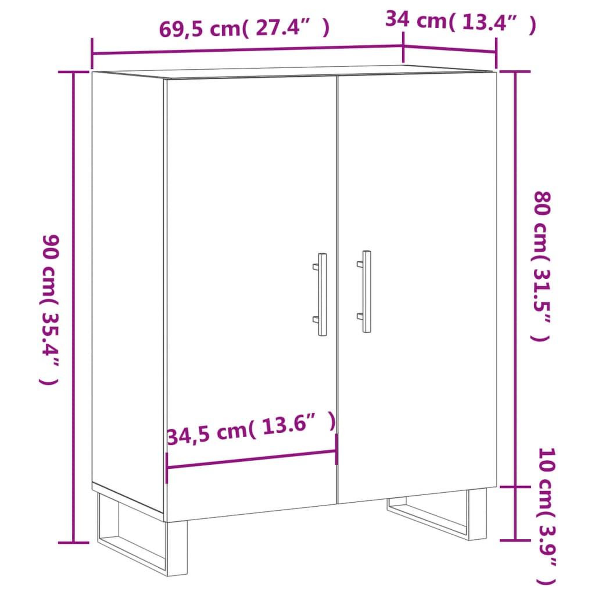 Voir la diapositive 6 : VIDAXL Buffet gris beton 69,5x34x90 cm bois d'ingenierie