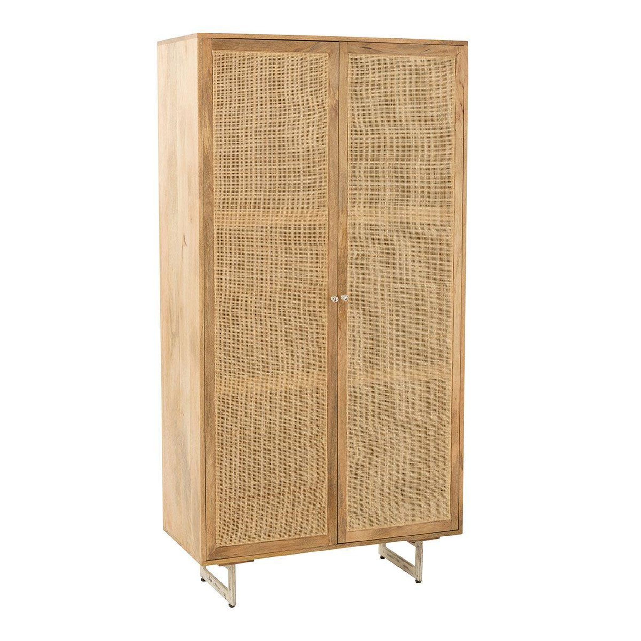 Voir la diapositive 1 : J-LINE Armoire en bois 2 portes  weaving  175cm naturel