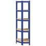 Voir la diapositive 4 : VIDAXL Etagere d'angle a 5 niveaux Bleu Acier et bois d'ingenierie