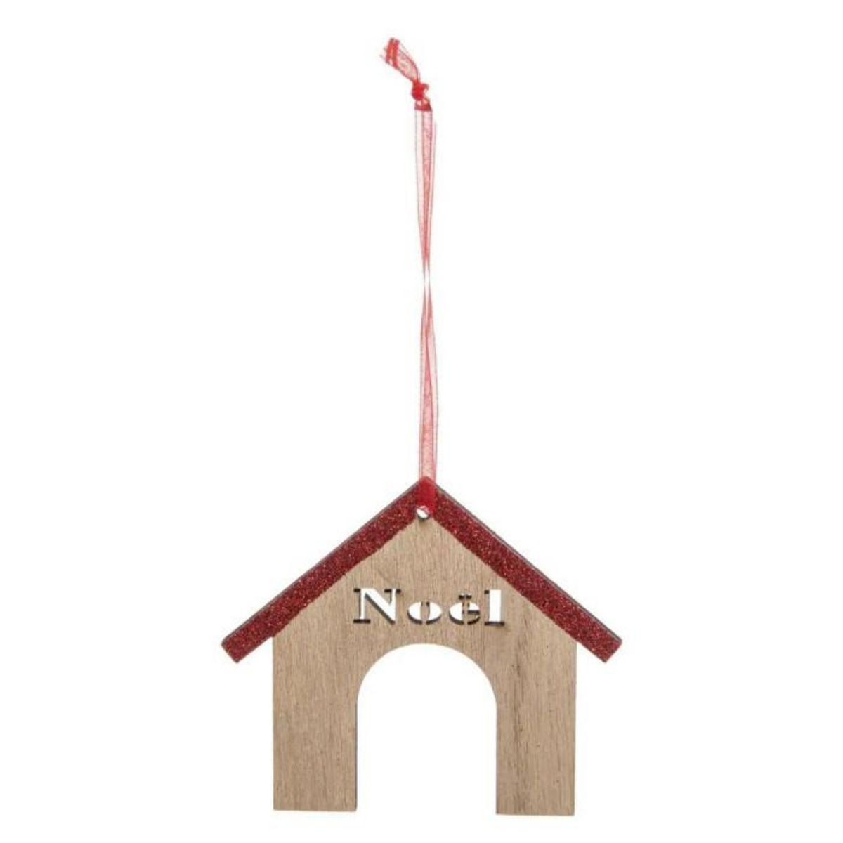 ATMOSPHERA Lot de 4 Sujets de Noël  Chien  12cm Beige & Rouge