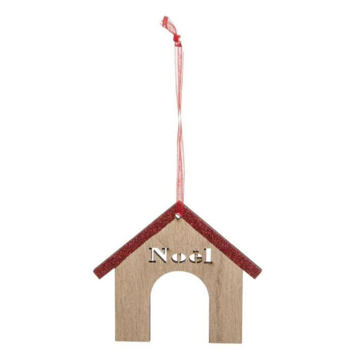 ATMOSPHERA Lot de 4 Sujets de Noël  Chien  12cm Beige & Rouge