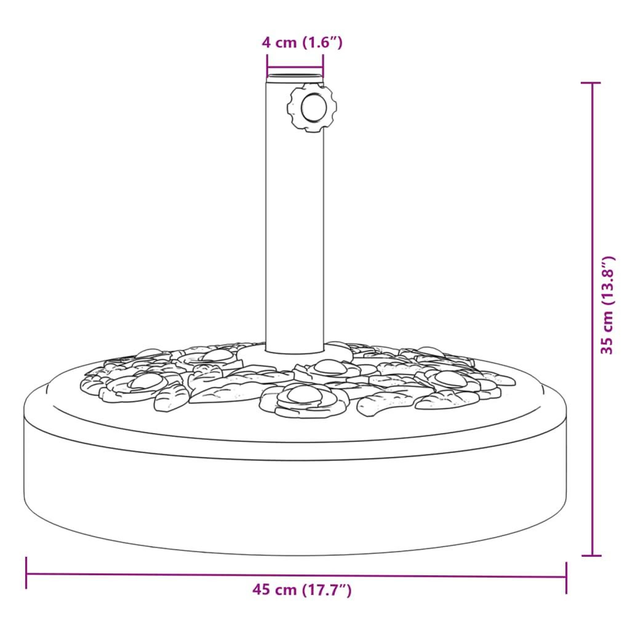 Voir la diapositive 6 : VIDAXL Base de parasol pour mats Ø38 / 48 mm 25 kg rond