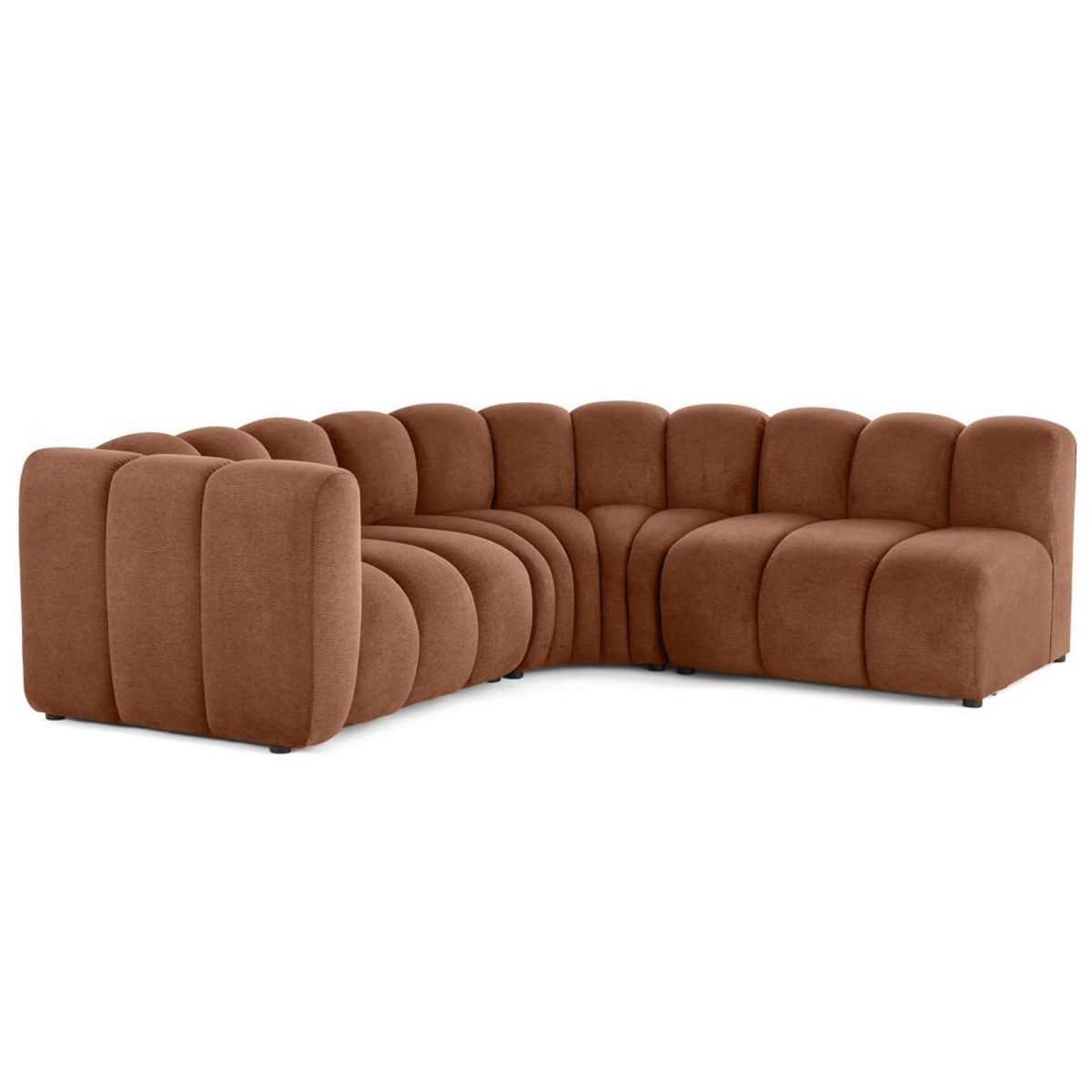 LISA DESIGN Debbie - canapé modulable d'angle droit 4 places avec accoudoir en tissu texturé