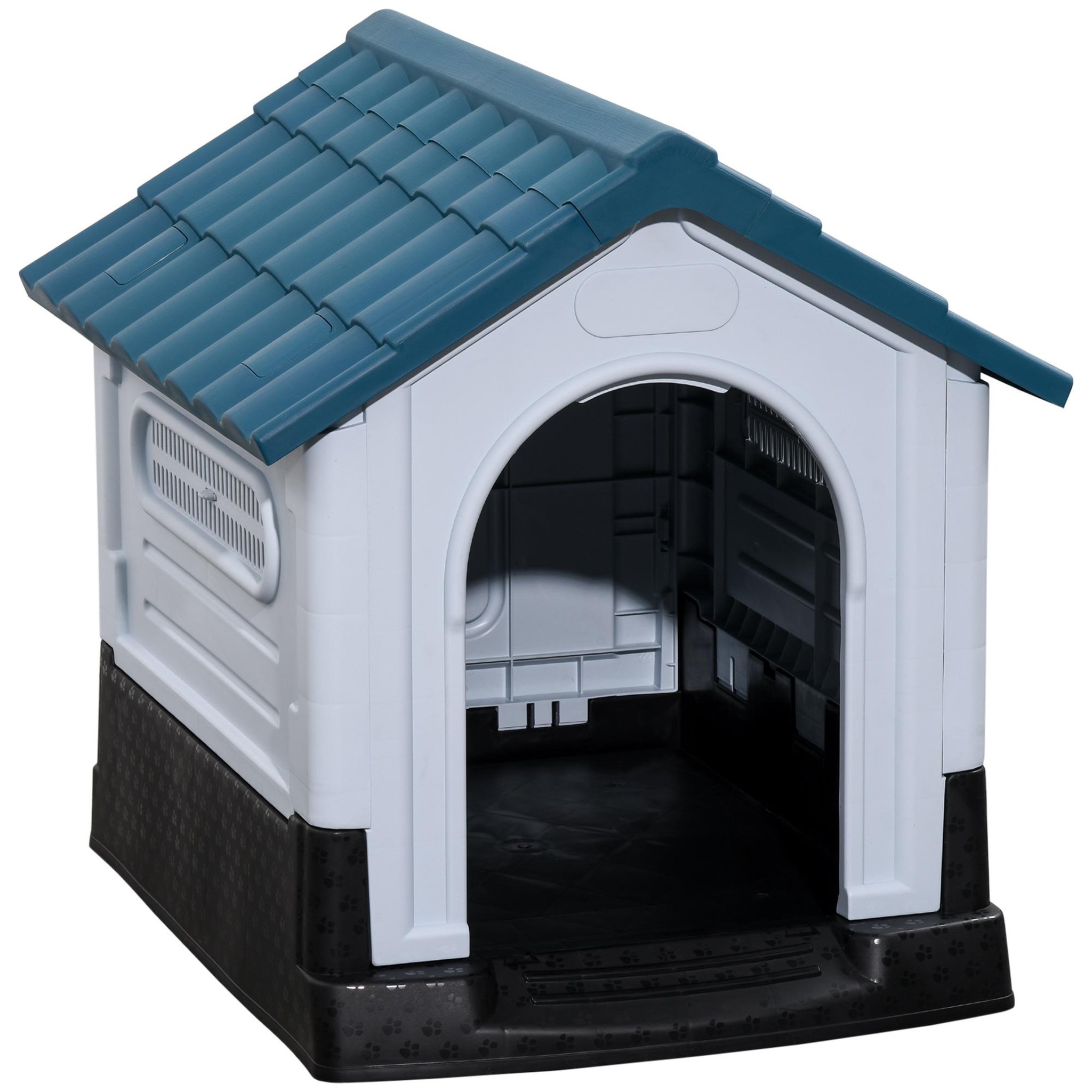 PAWHUT Niche pour chien - dim. 64L x 57l x 66H cm - PP bleu blanc