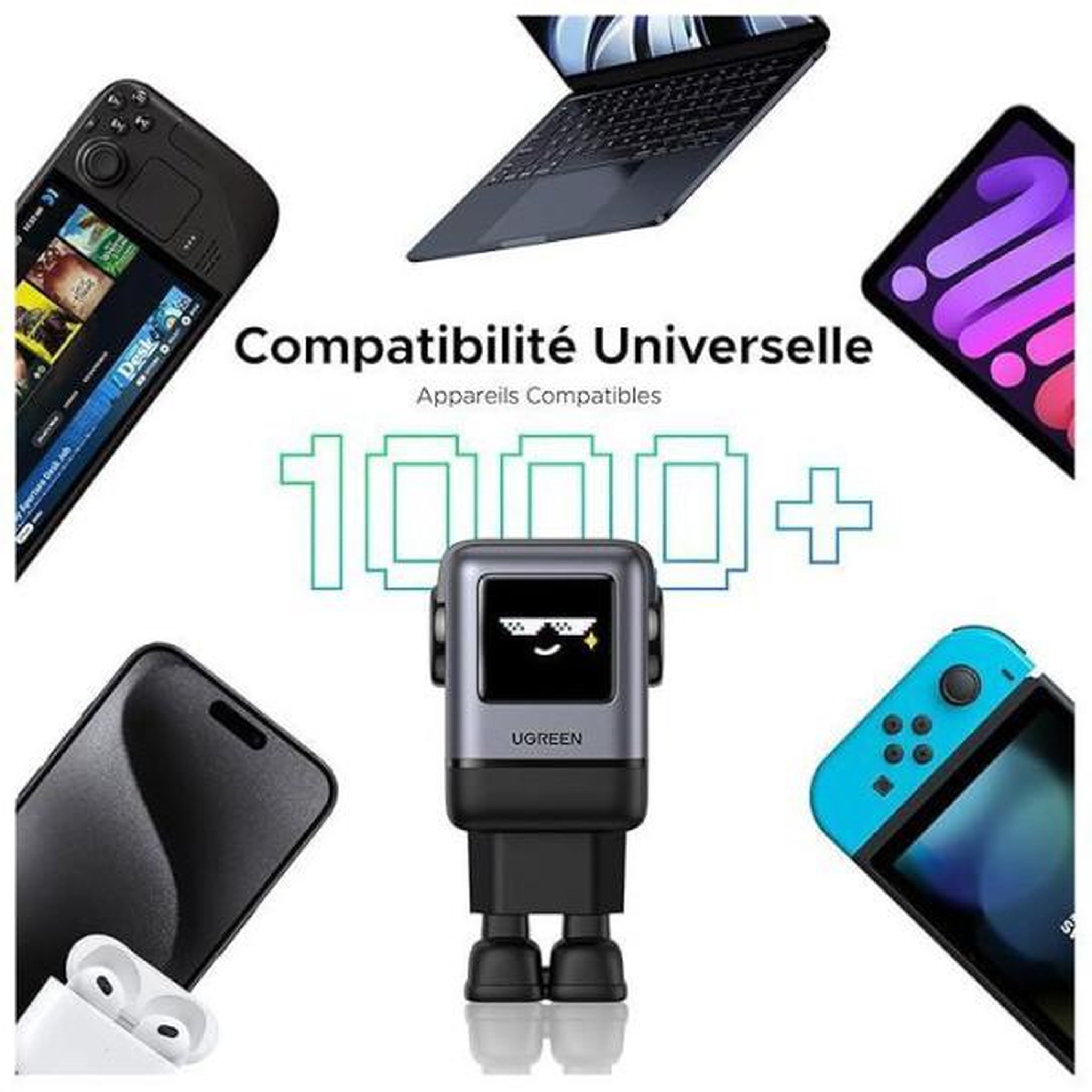 Voir la diapositive 6 : UGREEN Chargeur secteur robot 4 ports - ugreen - 100w - pd - noir