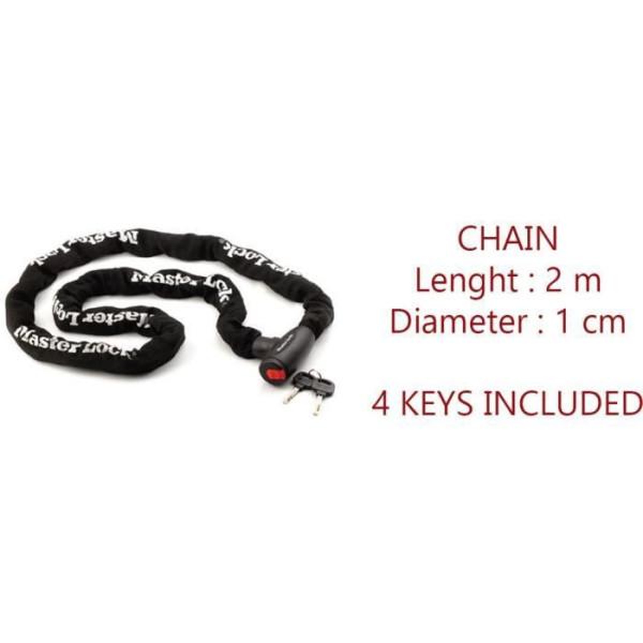 Voir la diapositive 2 : Master lock MASTER LOCK Chaîne Antivol Moto - 2 m chaîne - Idéal pour les Motos et Scooters