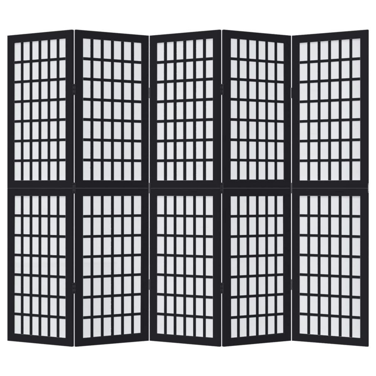 VIDAXL Cloison de separation 5 panneaux noir bois de paulownia massif