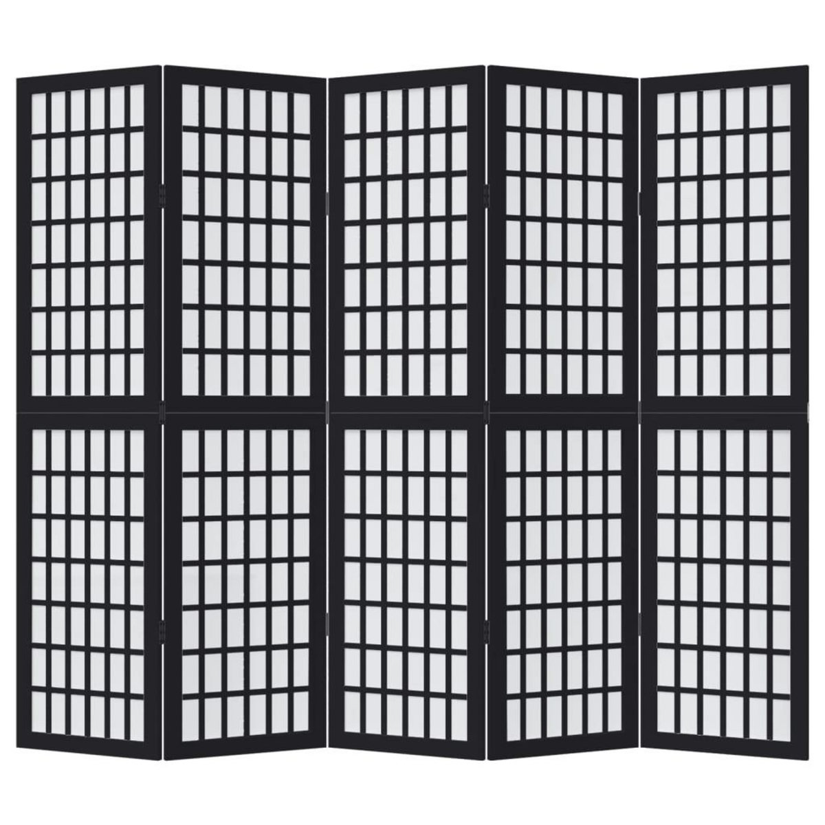 VIDAXL Cloison de separation 5 panneaux noir bois de paulownia massif