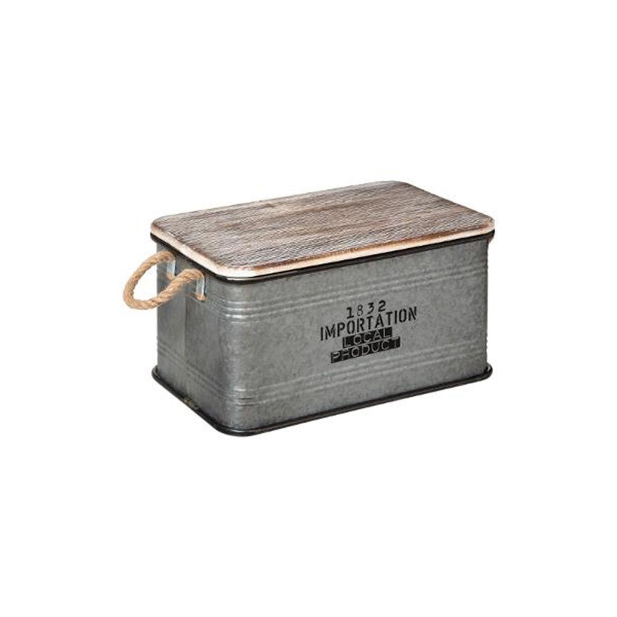 Voir la diapositive 3 : ATMOSPHERA Lot de 3 malles déco vintage  zinc  60cm gris