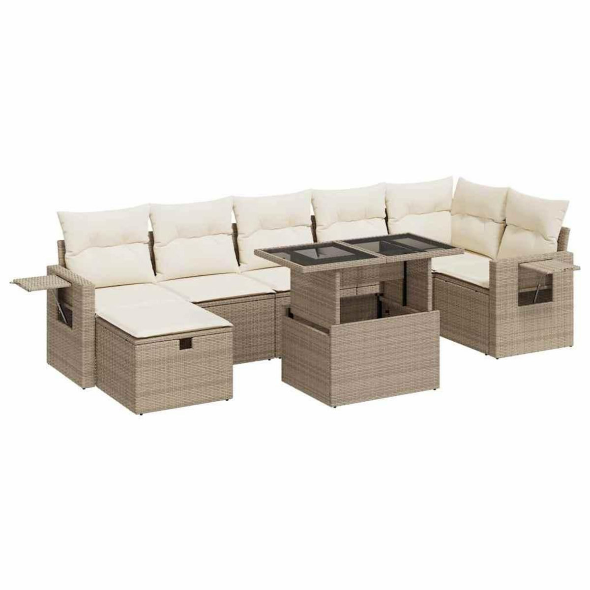 VIDAXL Salon de jardin avec coussins 8 pcs beige resine tressee