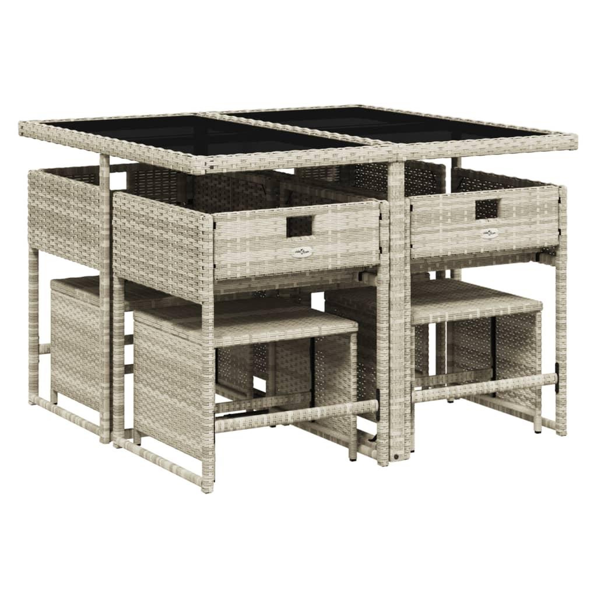 Voir la diapositive 3 : VIDAXL Ensemble a manger de jardin et coussins 9 pcs gris clair rotin