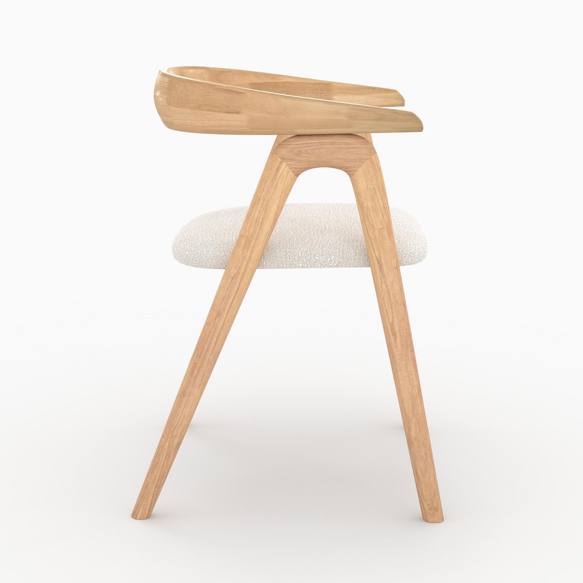 Rendez vous déco Chaise en bois d'hévéa foncé et tissu bouclé crème - Hawa