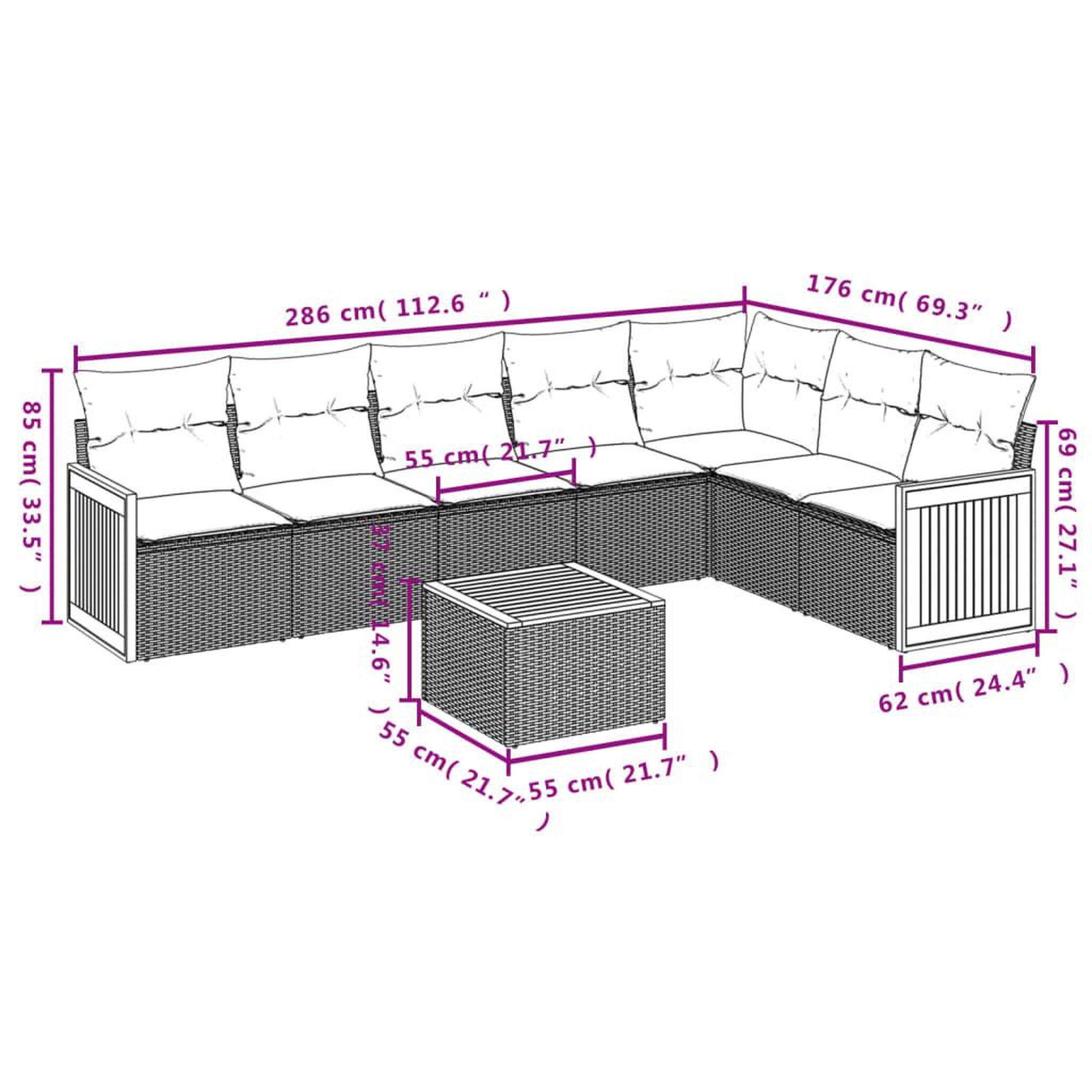 Voir la diapositive 6 : VIDAXL Salon de jardin 8 pcs avec coussins noir resine tressee