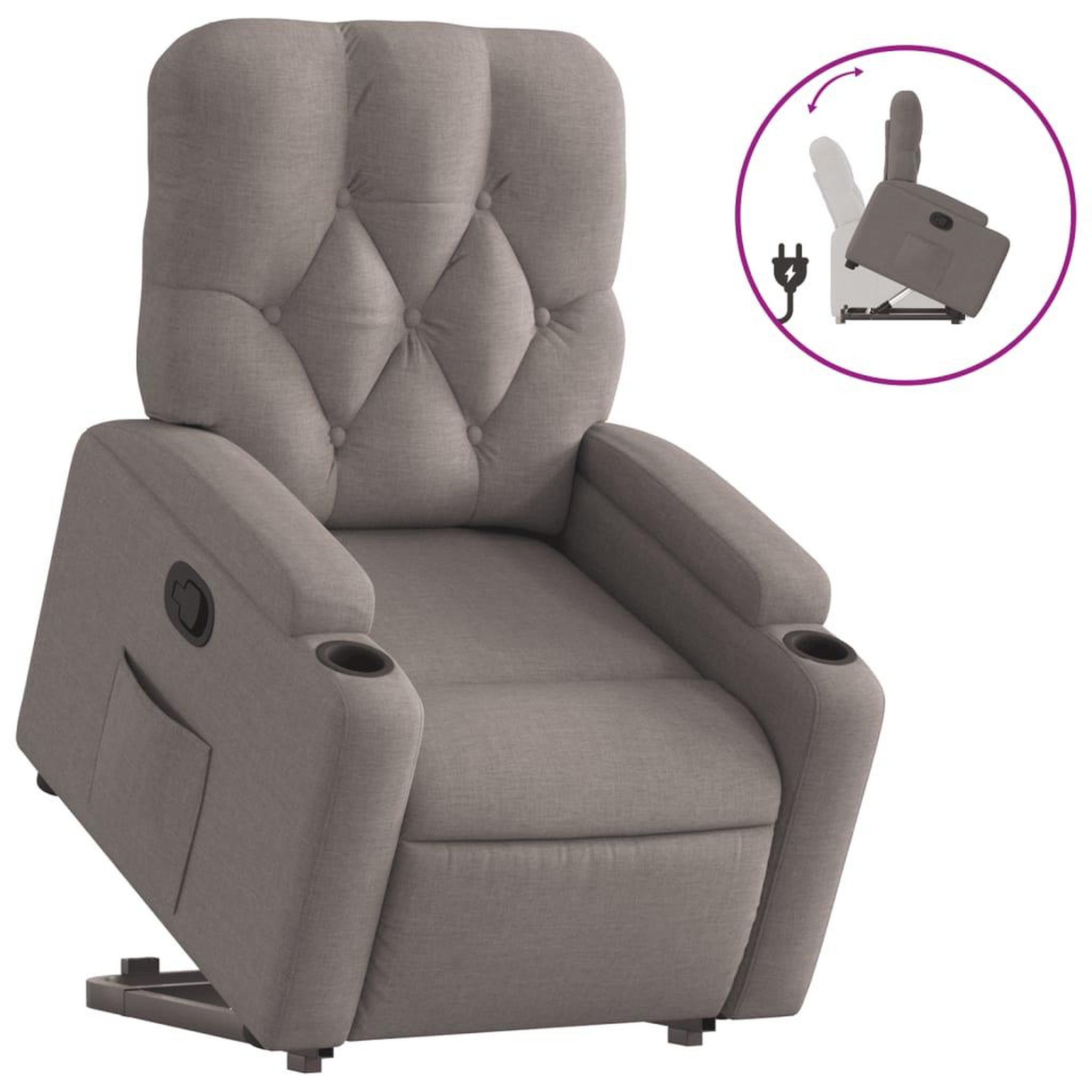 Voir la diapositive 2 : VIDAXL Fauteuil inclinable taupe tissu