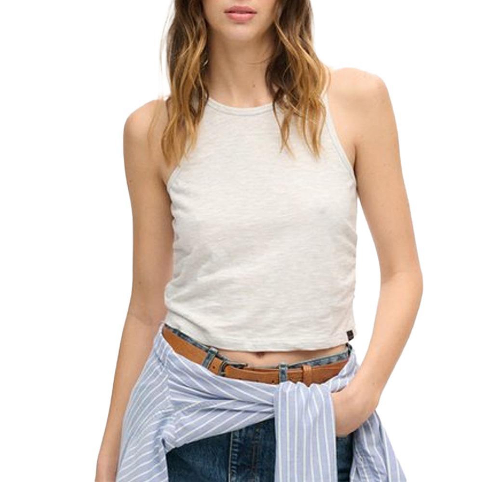 SUPERDRY Débardeur Blanc Chiné Femme Superdry Superdry Ruched. Coloris disponibles : Blanc
