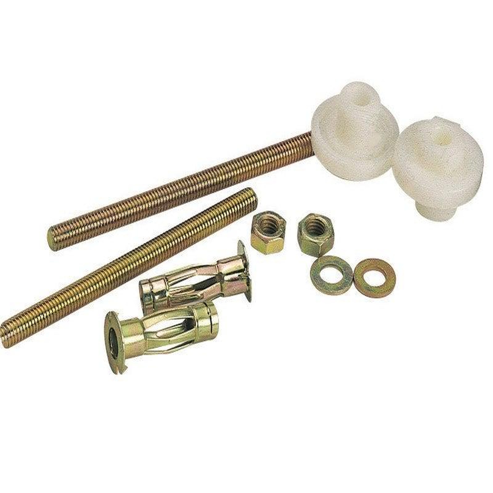 CENTRALE BRICO Lot de 2 fixations pour lavabo à paroi creuse + chevilles, L.2 X H.3.6 cm