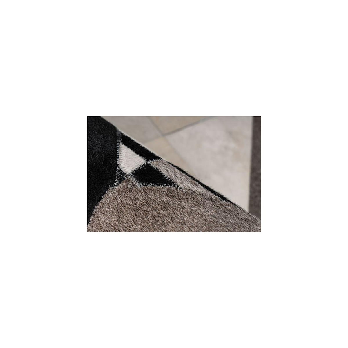 Paris Prix Tapis Fait Main en Cuir  Lavin IV  Noir & Multicolore