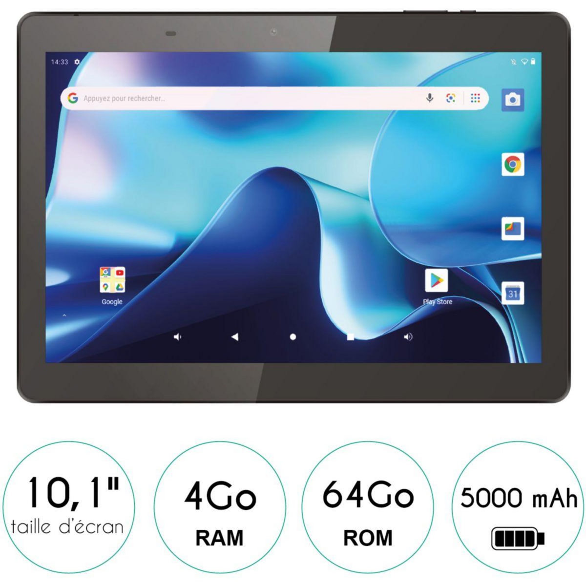 Logicom Tablette Android Tab 134 Noir 64Go