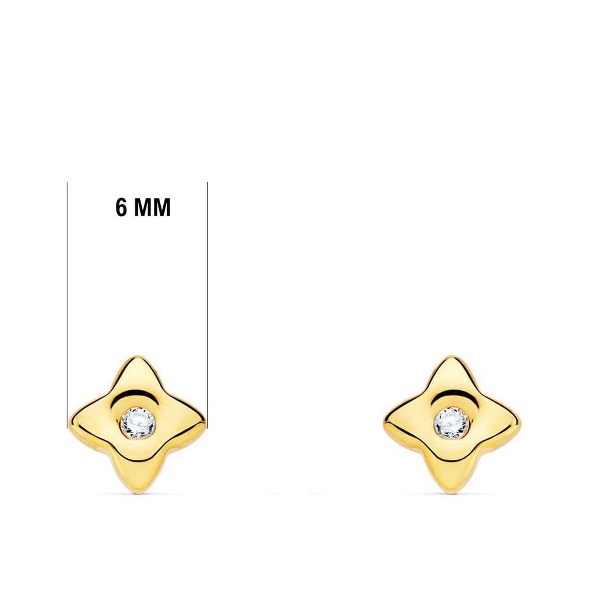 Voir la diapositive 2 : L'ATELIER D'AZUR Boucles d'Oreilles Etoiles Solitaires Diamants de Synthèse 0.10 Carats - Or 18 Carats 750 Jaune