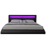 CONCEPT USINE Cadre de lit avec LED 140 x 190 cm en PU noir BRIXTON