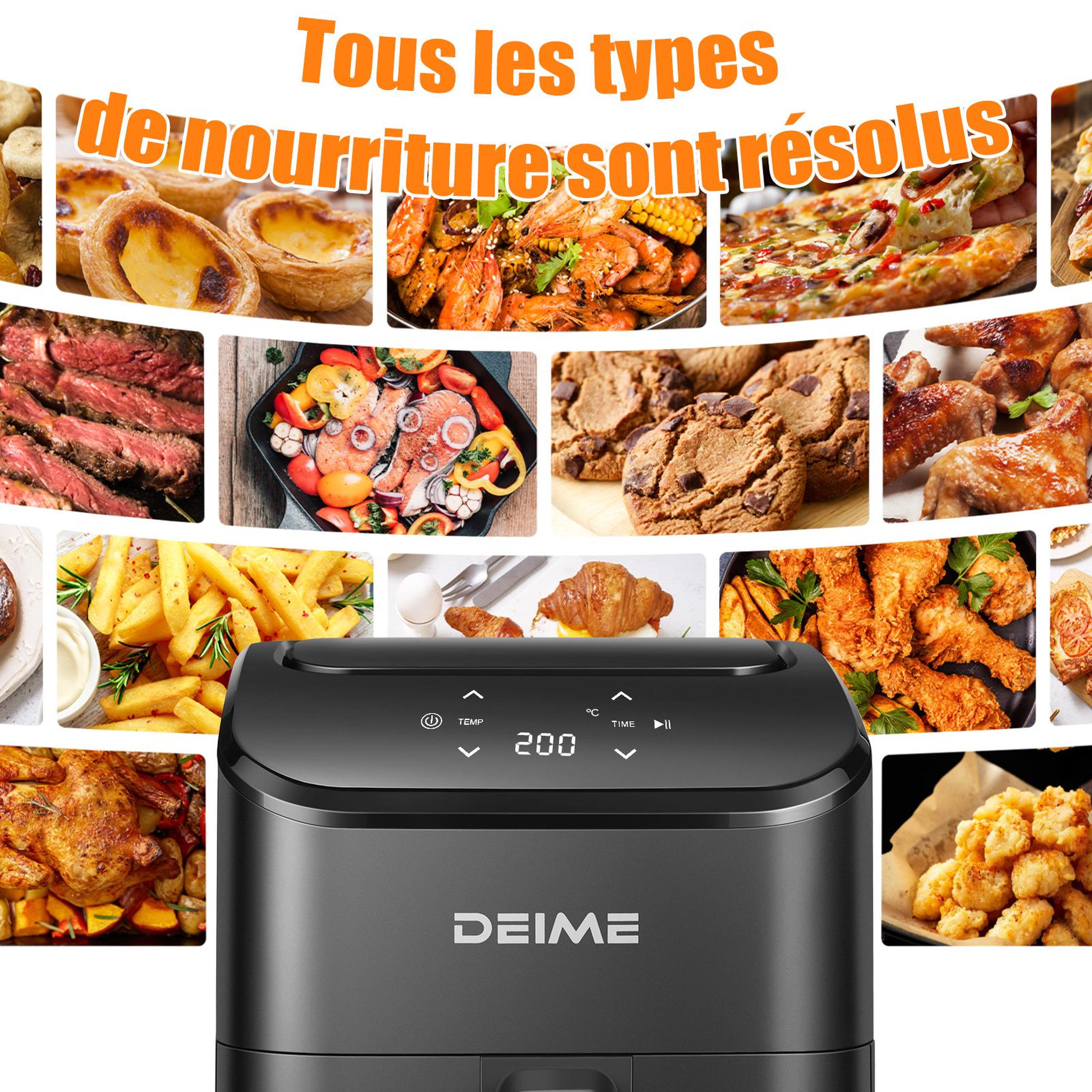 Voir la diapositive 3 : DEIME DEIME - 2,5 l 1000 w écran tactile cuisson 360° – noir
