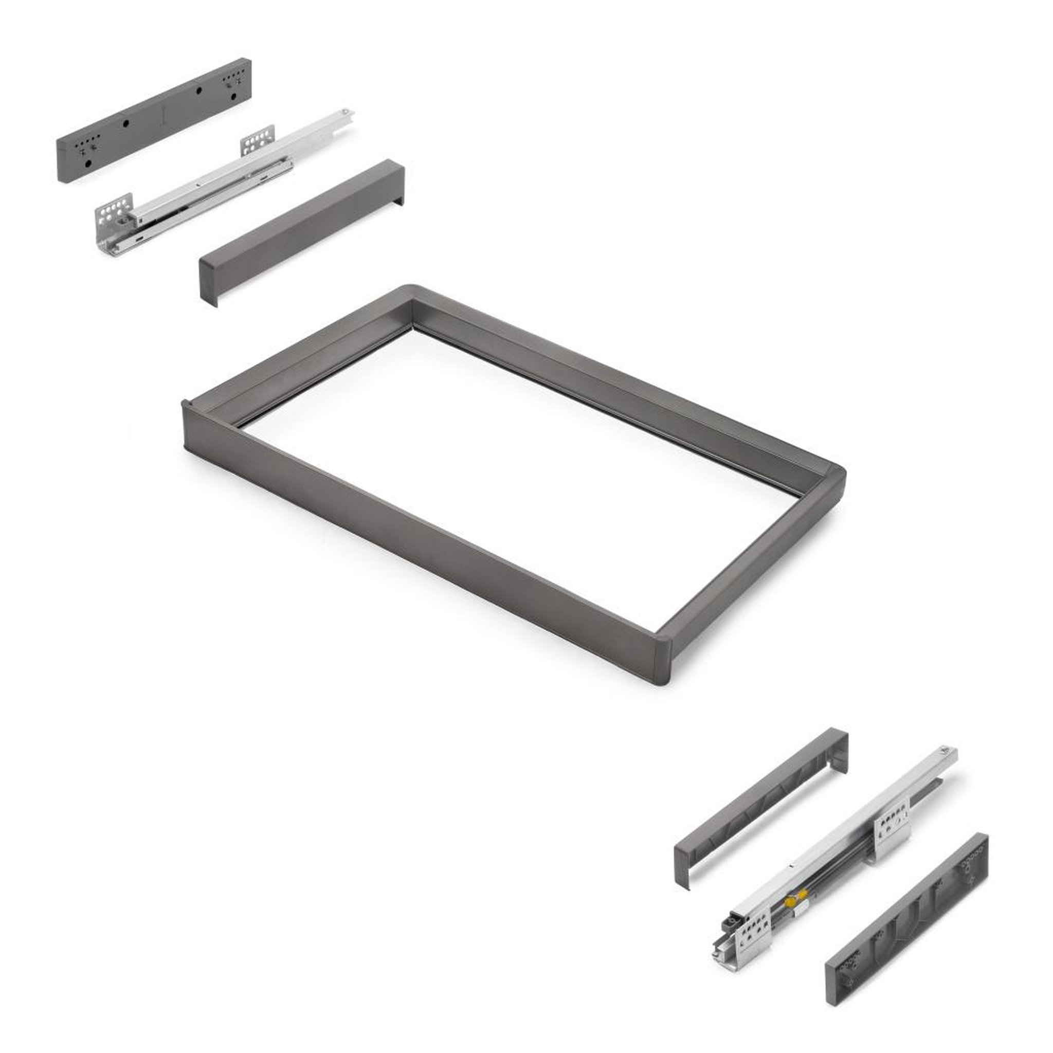 EMUCA SRL Rack avec glissières à extension totale et à fermeture douce pour accessoires d'armoire Quartz -  712-738mm -  Aluminium et plastique -  Titane