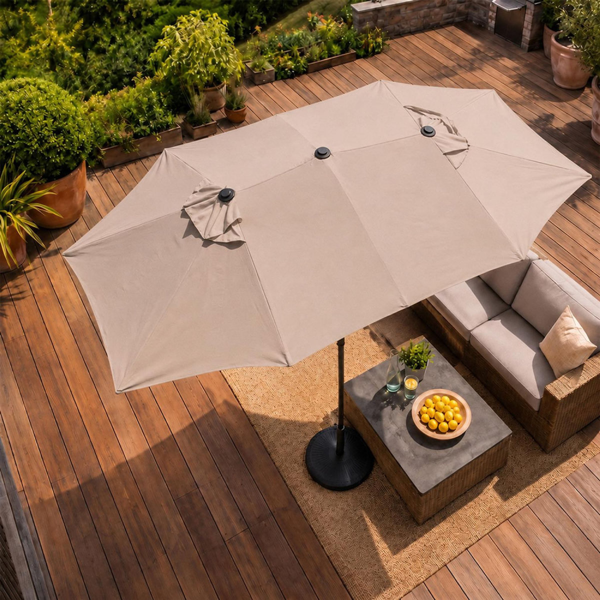 CONCEPT USINE Parasol rectangulaire double 2,7x4,6m taupe VENICE