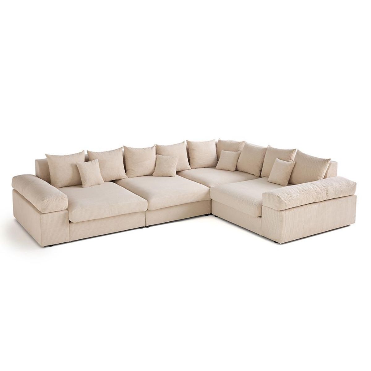 LISA DESIGN Aspen - canapé d'angle réversible 5 places - assise profonde - en velours côtelé