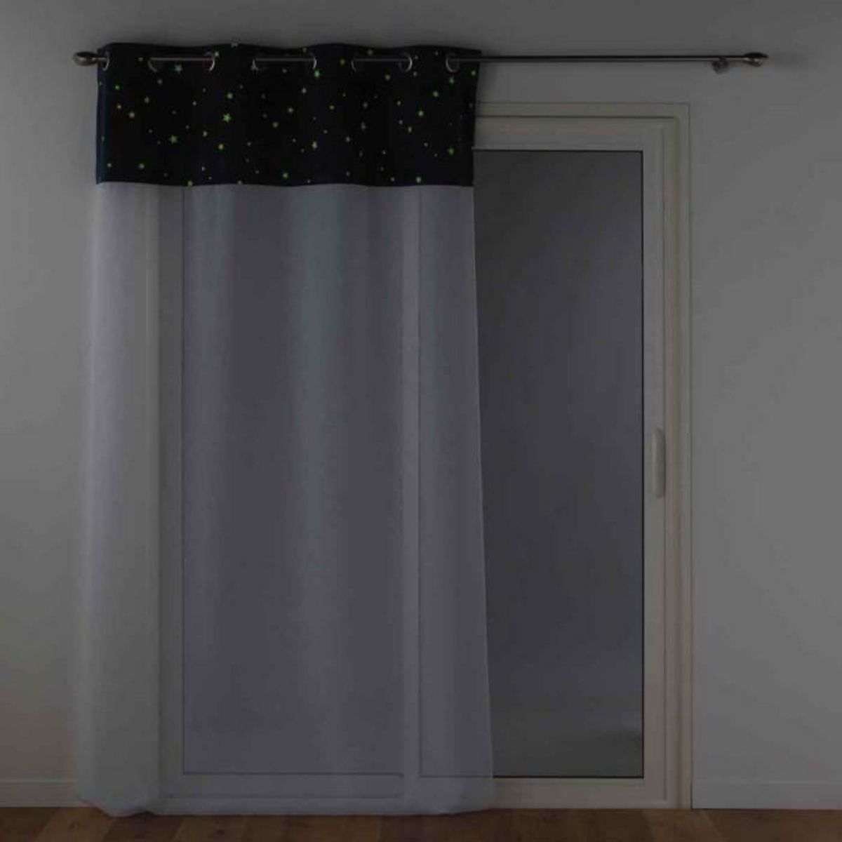 Paris Prix Rideau Voilage Phosphorescent  Moonlight  140x240cm Bleu
