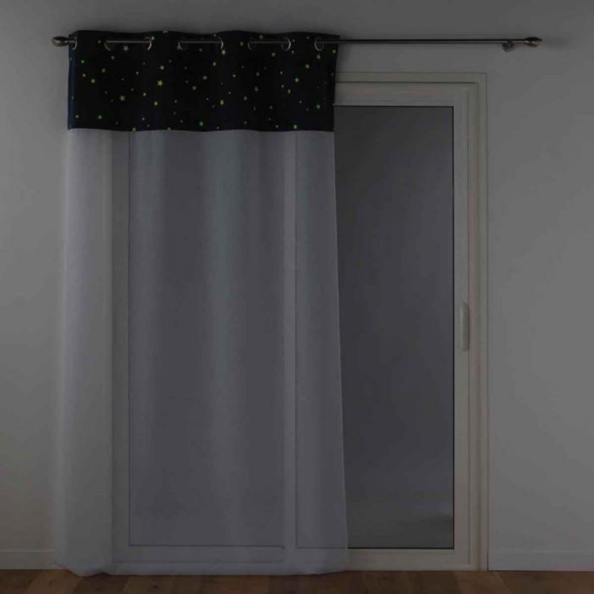 Paris Prix Rideau Voilage Phosphorescent  Moonlight  140x240cm Bleu