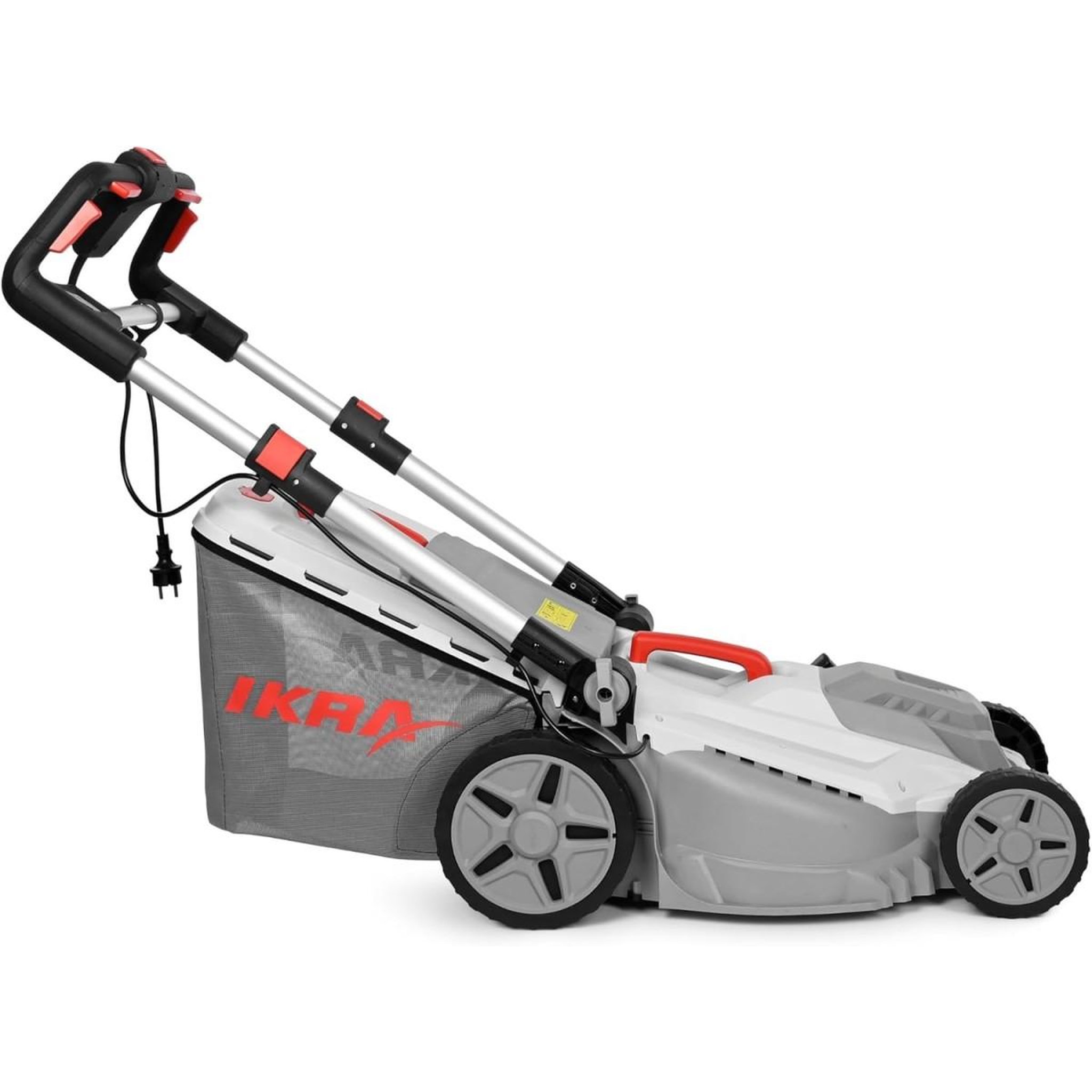 Voir la diapositive 3 : Ikra Tondeuse électrique 2000W Tonte & Ramassage Mulching Largeur de coupe 43cm, 5 Hauteurs de coupe, Tondeuse gazon Bac 50L IKRA