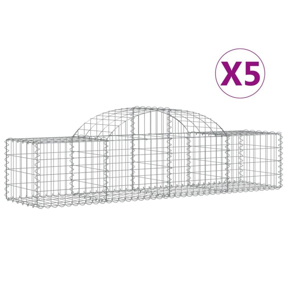 VIDAXL Paniers a gabions arques 5 pcs 200x50x40/60 cm fer galvanise