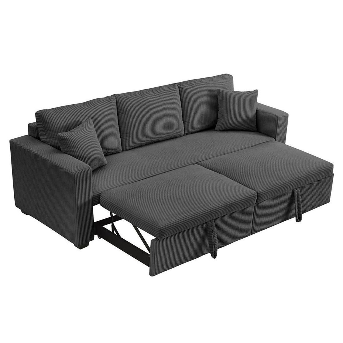 BEST MOBILIER Cyrus - canapé droit 3 places convertible en velours côtelé