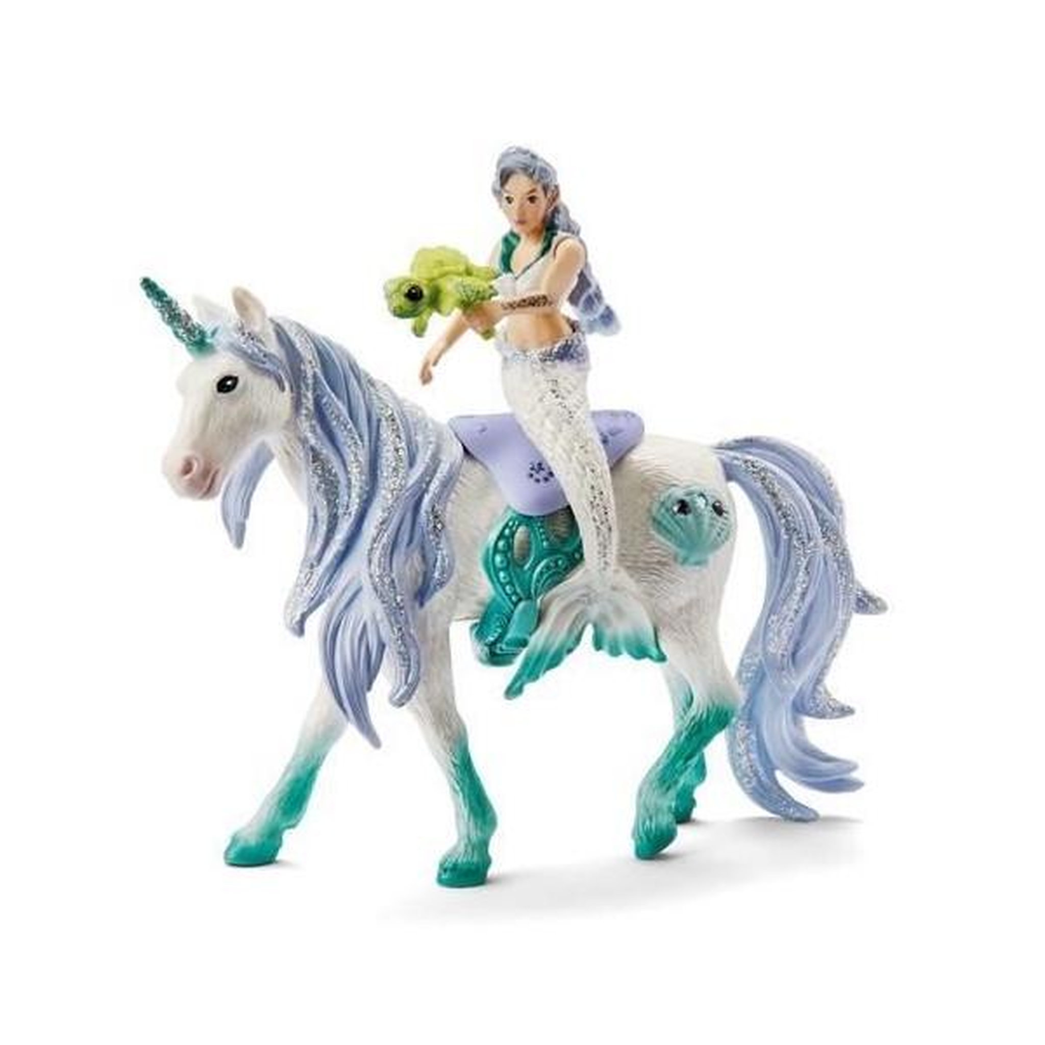 Voir la diapositive 2 : Schleich Figurine Sirene sur licorne de mer, Schleich 70594 Bayala, 4 pieces, Des 5 ans