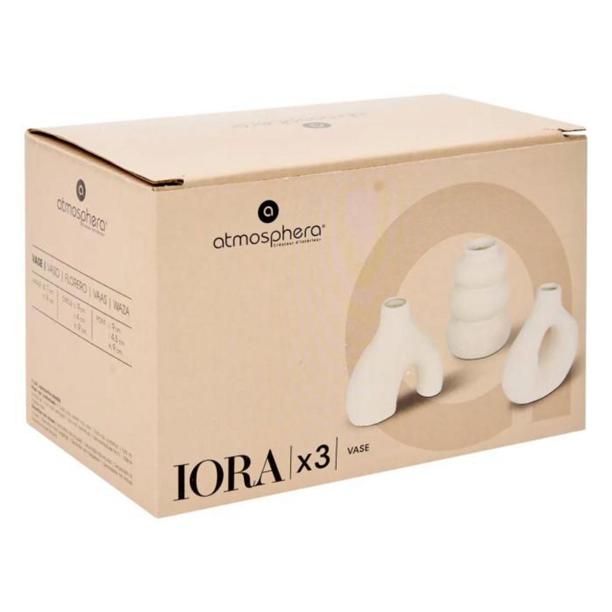 ATMOSPHERA Lot de 3 Soliflores en Céramique  Lora  9cm Blanc