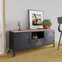 Voir la diapositive 1 : VIDAXL Meuble TV Noir 110x30x43 cm Fer et bois de pin massif