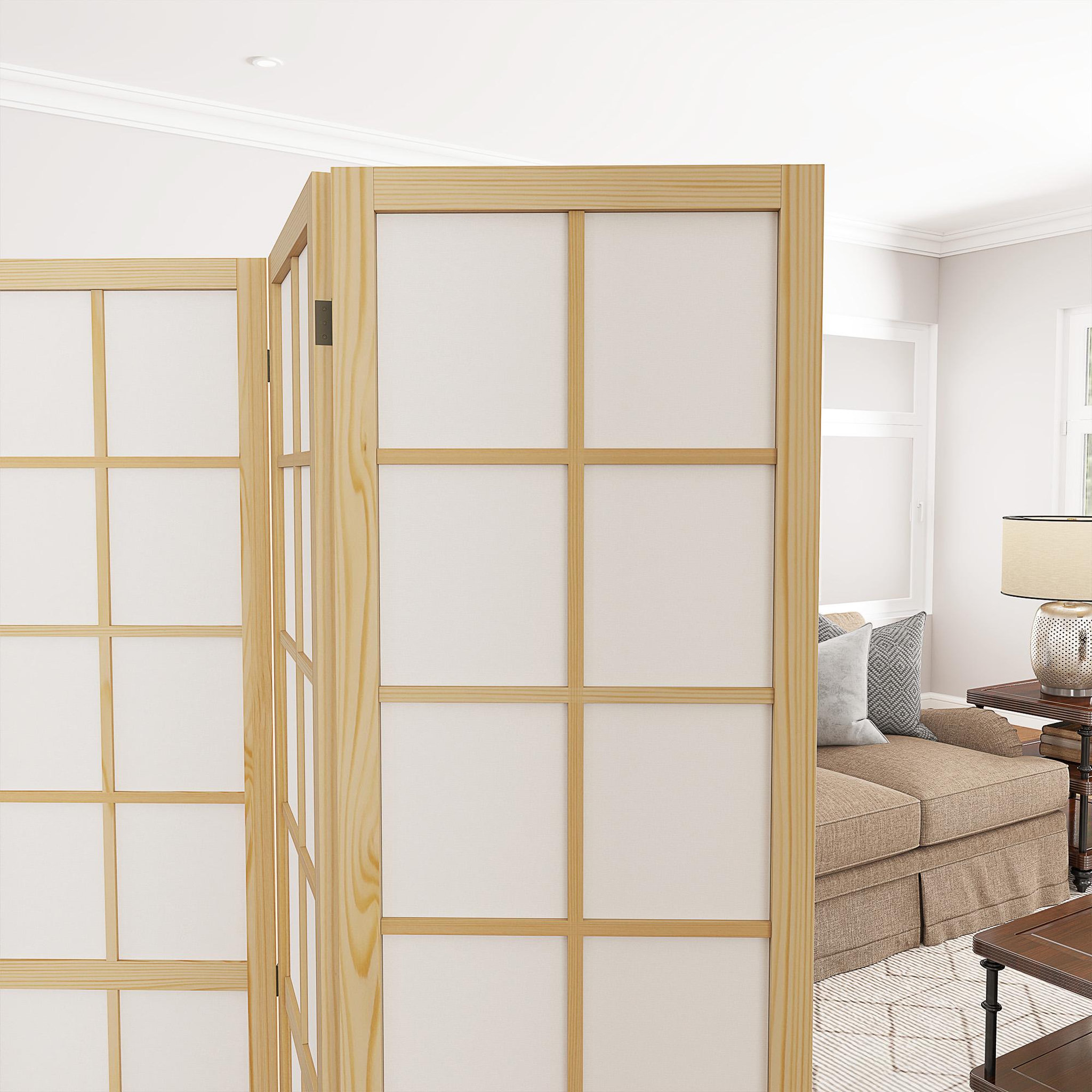 Voir la diapositive 5 : HOMCOM Paravent intérieur pliable 4 panneaux 160 x 170 cm séparateur de pièce bois pin non tissé blanc