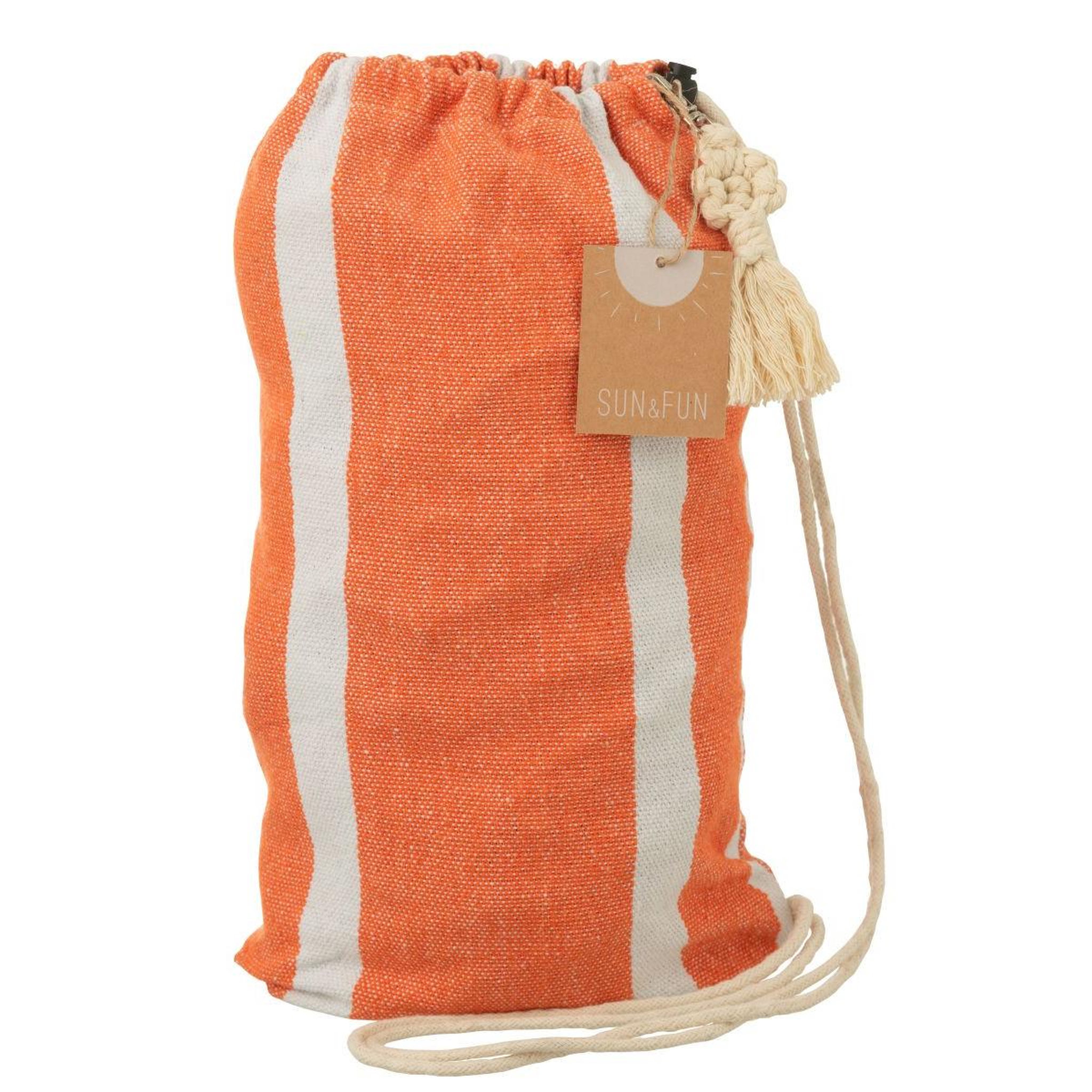 Voir la diapositive 4 : J-LINE Hamac en tissu  petites rayures  200cm orange