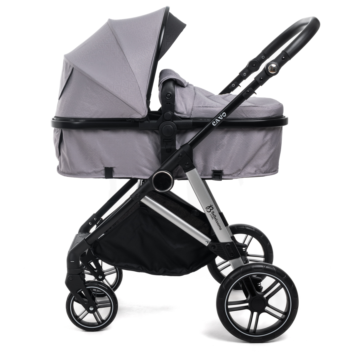 BEBELISSIMO BEBELISSIMO - Poussette combinée trio 3 en 1 - siège auto 0+ CAVO – nacelle – dès la naissance – jusqu'à 22kg - gris
